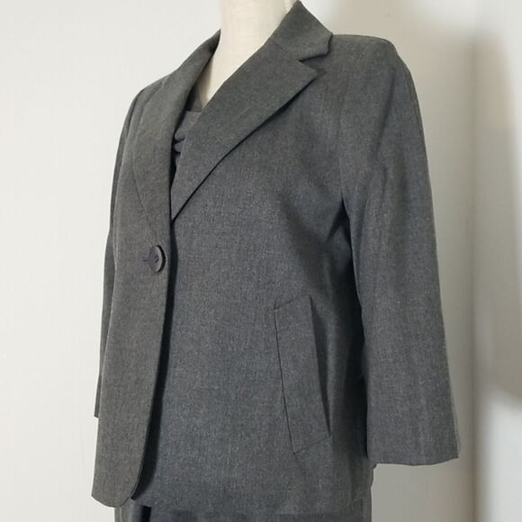 Talbots Women's Vintage two piece midi Dress and Blazer vintage suit dark‎ grey - Picture 3 of 16